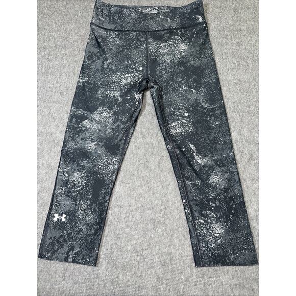 Under Armour HeatGear Leggings Women’s Small Black Camo‎ Capri Compression - Picture 1 of 6